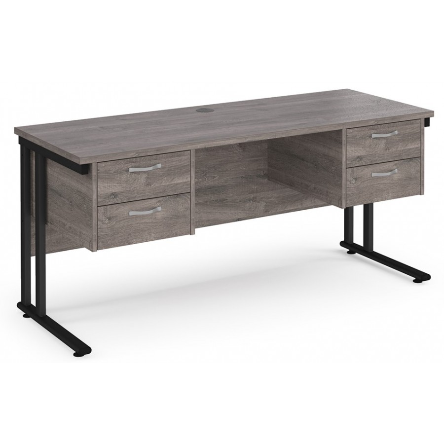 Maestro Cantilever Leg Straight Desk with Two Fixed Pedestals